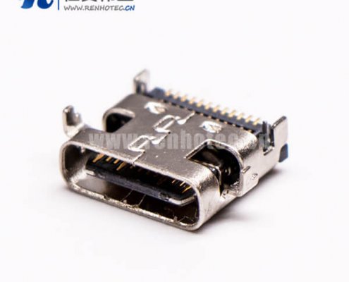 usb type c母頭彎式SMT接PCB板接插件