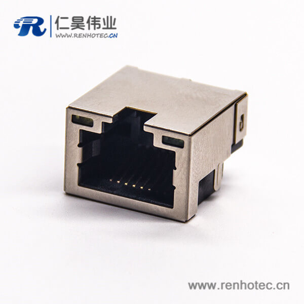 貼片rj45沉板接PCB板屏蔽插座帶燈彎頭