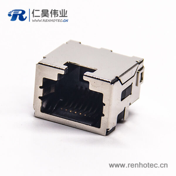 rj45網口插座屏蔽外殼彎式沉板貼PCB板單端口8p8c