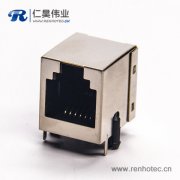 rj12插座6p6c彎式帶屏蔽座子單口插PCB板不帶燈