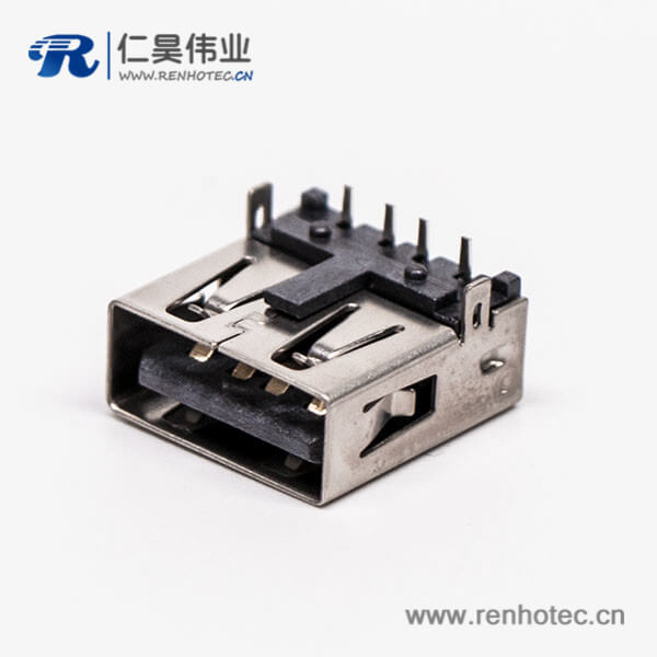 type-a usb母座彎式兩腳插板帶定位柱接板