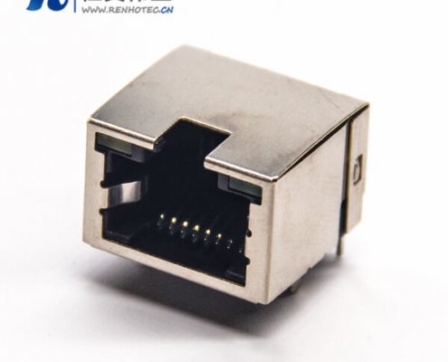 rj45網絡接口+8p8c彎式母座插PCB板帶燈帶彈片