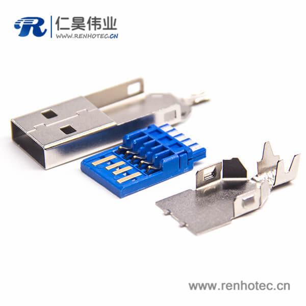 USB 3.0 A公沉板有柱1U'' 錫膠 SMT 1.95 L 18.7